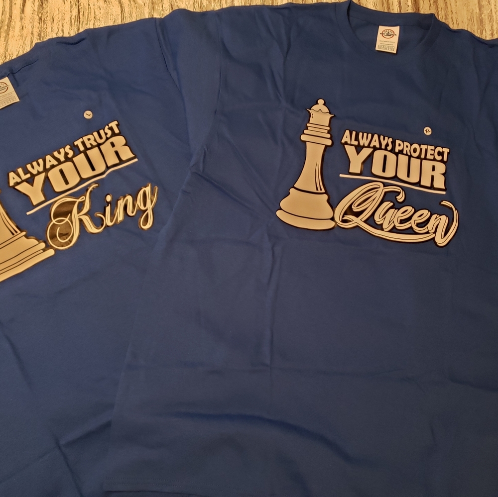 Her (L) and His (XL) Blue T-shirt